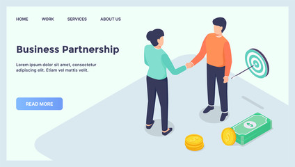 business partnership deals for website template landing homepage with modern isometric flat