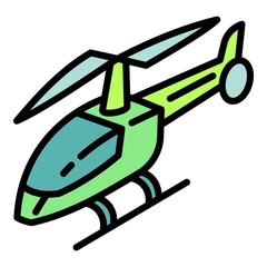 Military helicopter icon. Outline military helicopter vector icon for web design isolated on white background