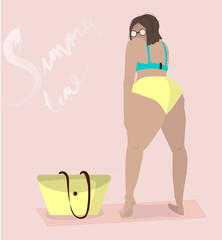 illustration summer time. woman in swimsuit