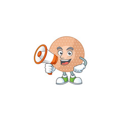 A picture of rounded bandage cartoon design style speaking on a megaphone