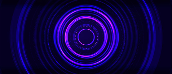 Neon circle technology background. Vector Illustration For Wallpaper, Banner, Background, Card, Book Illustration, landing page