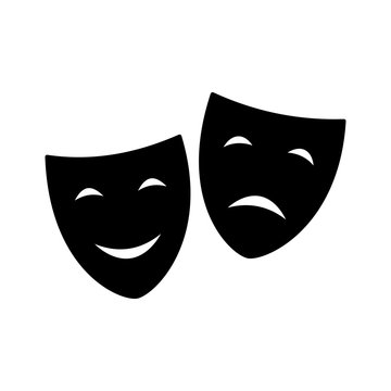 Theatrical masks icon- Vector illustration character Theater - Tragedy and Comedy
