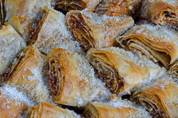 Traditional bulgarian pumpkin pastry - banitza, strudel or tikvenik baked, Sofia, Bulgaria 