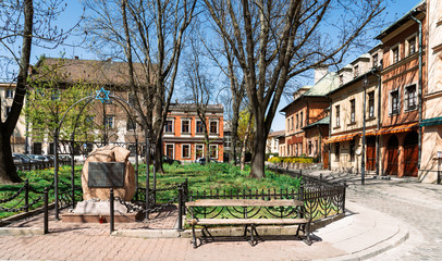 Szeroka street in Kazimierz, the old Jewish District of Krakow, Poland