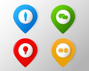 Set of four color pointers with icons