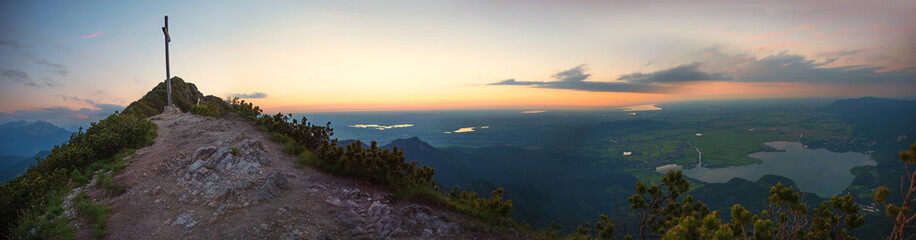 Fototapeta premium panorama landscape herzogstand summit, evening mood