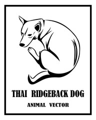 Thai ridgeback dog black and white vector eps 10