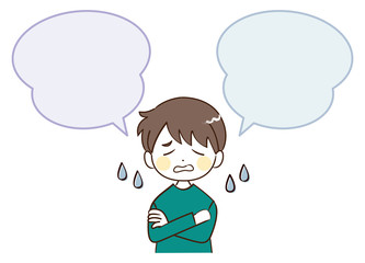 男性、ふきだし、困惑