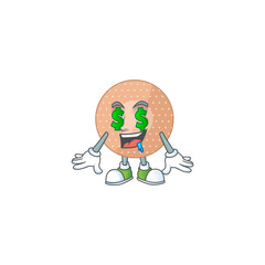 mascot character style of rich rounded bandage with money eyes