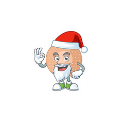 Friendly rounded bandage Santa cartoon character design with ok finger