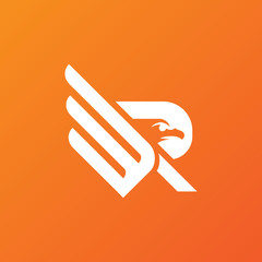 Abstract R Intial logo  with  Falcon Negative Space Logo