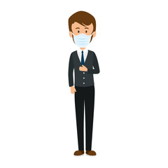 businessman with face mask isolated icon vector illustration design