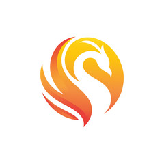 Fiery Dragon Logo Vector. Creative phoenix color logo vector