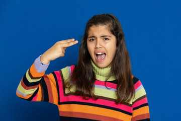 Preteen girl with striped jersey