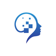 Obraz premium head human smart technology logo vector, Brain human Artificial logo type, icon vector, smart tech logo vector