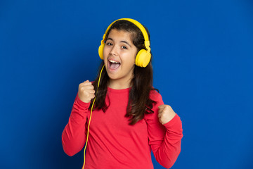 Adorable preteen girl with red jersey