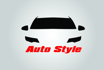 Auto style car logo design with abstract concept sports vehicle icon silhouette on white background. Vector illustration