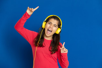 Adorable preteen girl with red jersey