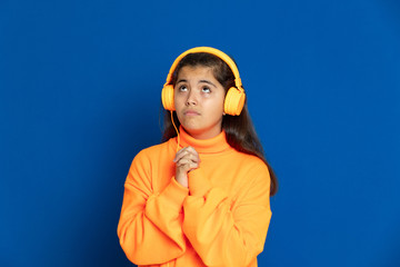 Adorable preteen girl with yellow jersey