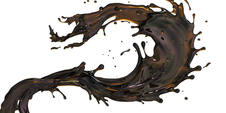 Splash of Petrolium Black gold oil isolated on white background