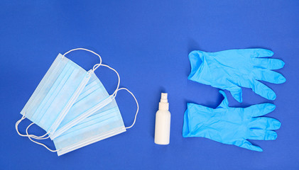 Protective equipment for prevention of virus infection such as hand sanitizer, surgical mask and latex gloves