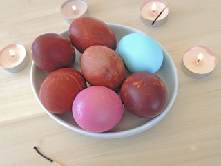 chocolate easter eggs on a table