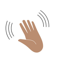 Waving hand greeting or farewell, color vector illustration in a flat style. Monochrome isolated image on white background