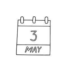 calendar hand drawn in doodle style. May 3. World Press Freedom Day, Sun, date. icon, sticker, element