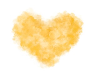 Watercolor isolate abstract yellow stain, watercolor splash heart on a white 