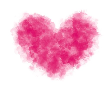 Watercolor isolate abstract pink heart, cloud heart on a white background