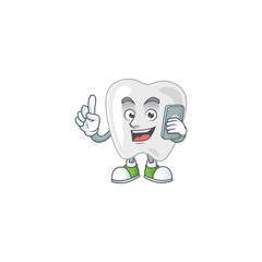 Cartoon design concept of teeth talking on phone