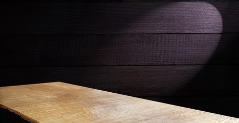background of old wood and worn out old wood table. Empty space for product installation.