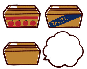 かわいいダンボール箱　吹き出し　セット