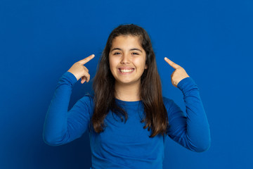 Fototapeta premium Preteen girl with blue jersey