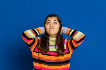 Preteen girl with striped jersey