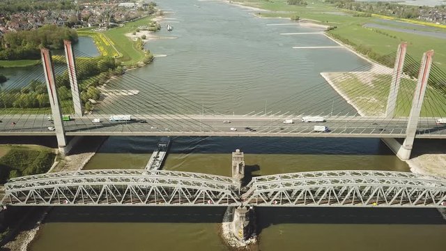 Martinus Nijhof bridge over highway A2 in the Netherlands, Aerial