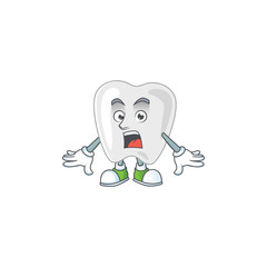 A cartoon design of teeth showing an amazed gesture