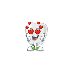 Charming teeth cartoon character with a falling in love face
