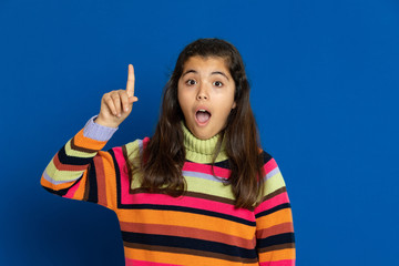 Preteen girl with striped jersey