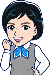 会社の制服を着た女性