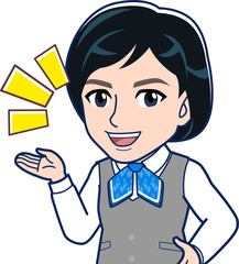 会社の制服を着た女性