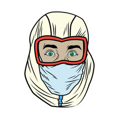 head worker with biosafety helmet character