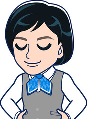 会社の制服を着た女性