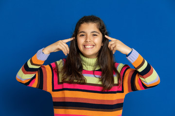 Preteen girl with striped jersey