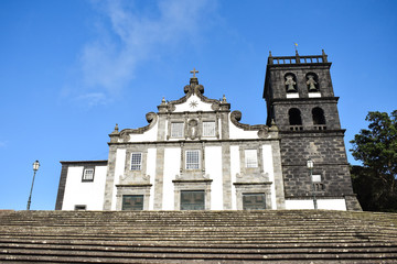 San Miguel/Portugal - 24/09/2019: Empty streets in Portugal due to coronavirus. Closed catholic church in a small Portuguese town. Lockdown in Europe