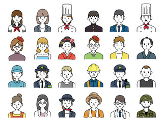 男女職業アイコン素材