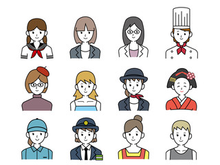 女性職業アイコン素材