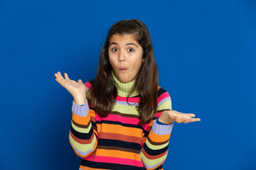 Fototapeta premium Preteen girl with striped jersey