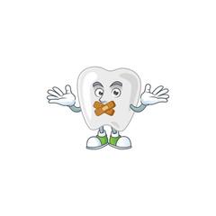 Teeth mascot cartoon design with quiet finger gesture