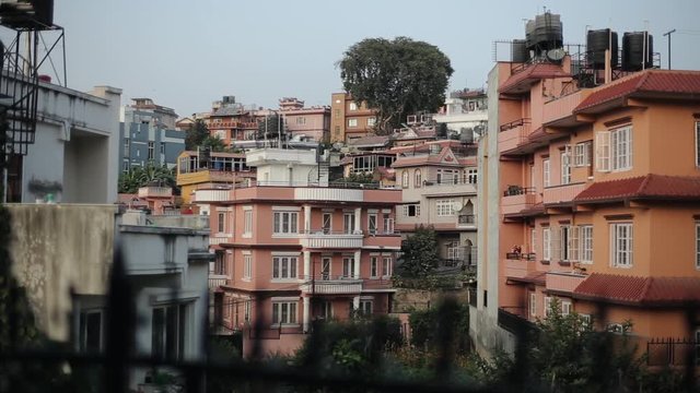 Colourful Houses of Kathmandu, Nepal. Close view.